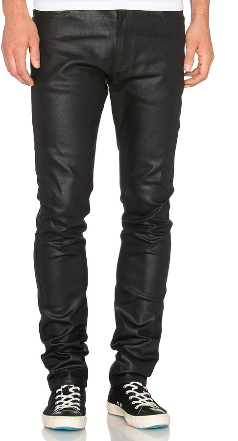 Blackwaxed Denim Asymmetric Waistband Wideleg Jeans | PrettyLittleThing KSA