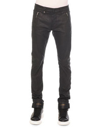 Alexander McQueen Woven Zip Pocket Coated Jeans Black