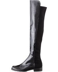 Stuart Weitzman 5050 Patent Leather Knee High Boot Black