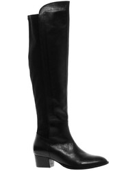 Asos Kool Leather Over The Knee Boots Black