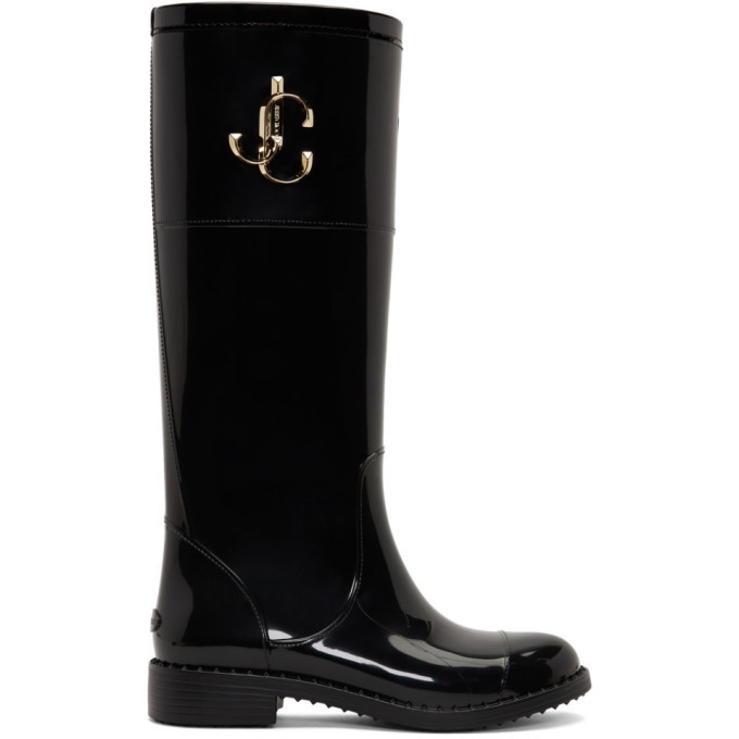 Jimmy Choo Black Edith Tall Boots, $276 | SSENSE | Lookastic