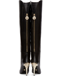 Versace Black Knee High Medusa Boots