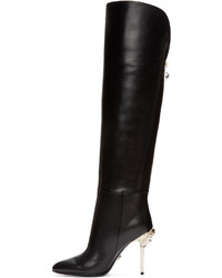 Versace Black Knee High Medusa Boots