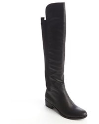 Charles by Charles David Black Leather And Spandex Knee High Boots