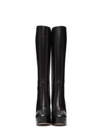 Gucci Black Leather Knee High Boots