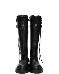 Ann Demeulemeester Black Leather Lace Up Boots