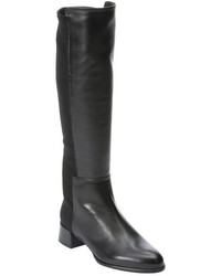 Stuart Weitzman Black Leather Mezzanine Knee High Stretch Slip On Boots