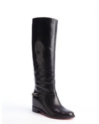 Christian Louboutin Black Leather Slip On Knee High Cate Boots