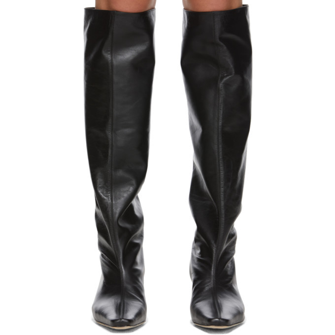 Staud Black Leather Wally Boots, $292 | SSENSE | Lookastic
