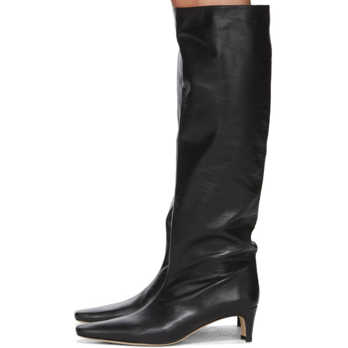 Staud Black Leather Wally Boots, $292 | SSENSE | Lookastic