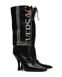 Versace Black Logo 105 Leather Boots