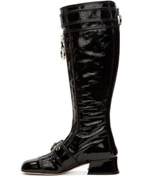 Miu Miu Black Patent Knee High Boots
