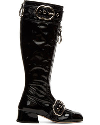 Miu Miu Black Patent Knee High Boots
