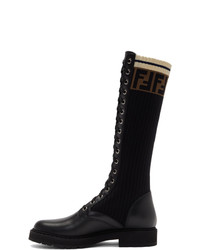Fendi Black Tall Rockoko Combat Boots