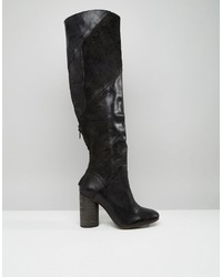 Free People Bright Lights Black Leather Knee Boots