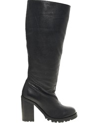 Asos Campaign Leather Knee High Boots Black
