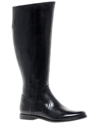 Asos Cheetah Leather Knee Boots Black, $142 | Asos | Lookastic