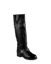 Chloé Chloe Leather Double Buckle Knee High Boots Black