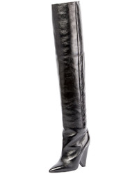 Saint Laurent Crinkled Leather Knee Boot