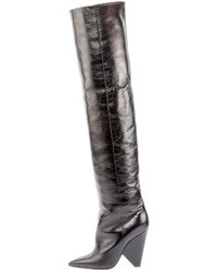 Saint Laurent Crinkled Leather Knee Boot