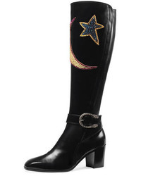 Gucci Dionysus Embroidered Knee Boot Nero