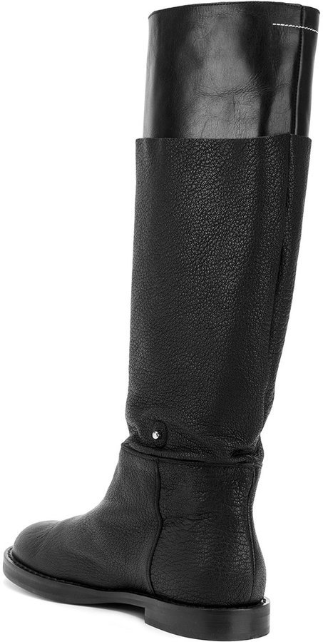MM6 MAISON MARGIELA Double Layer Knee Boots, $780 | farfetch.com ...