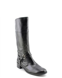 Ellen Tracy Tess Black Leather Fashion Knee High Boots