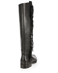 Valentino Fringed Leather Knee High Boots