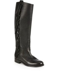 Valentino Fringed Leather Knee High Boots