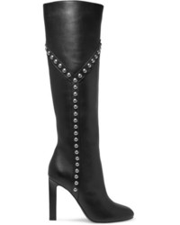 Saint Laurent Grace Studded Leather Knee Boots Black