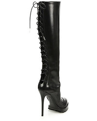 Alexander McQueen Lace Up Knee High Leather Boots