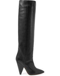 Isabel Marant Laith Leather Knee Boots Black