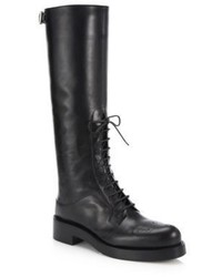 Prada Leather Oxford Knee High Boots