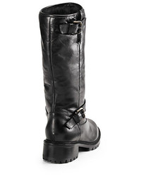 Fendi Leather Rabbit Fur Knee High Boots