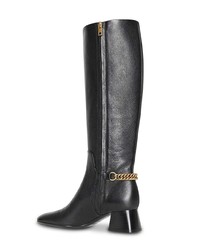 Burberry Link Detail Leather Knee High Boots