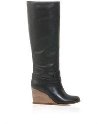Maison Martin Margiela Mm6 Knee High Wedge Heel Leather Boots