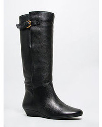 Steve Madden New Steven Intyce Wedge Boot Riding Knee High Black Leather