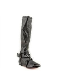 Paris Hilton Couture Black Leather Fashion Knee High Boots