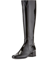 Saint Laurent Patent Leather Knee Boot Black