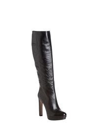 Prada Black Leather Knee High Platform Boots