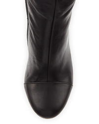 RED Valentino Side Bow Leather 100mm Knee Boot Black