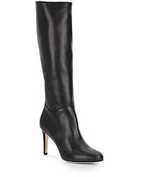 Side Zip Leather Knee High Boots