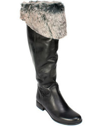 Summit White Mountain Ricci Knee High Boot Black Leather Fur Boots