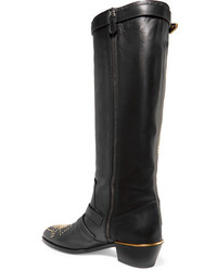 Chloé Susanna Studded Leather Knee Boots Black