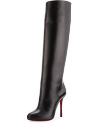Christian Louboutin Vitish Leather 100mm Red Sole Knee Boot Black