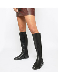 ASOS DESIGN Wide Fit Cadence Leather Riding Boots Leather