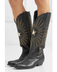 Golden Goose Deluxe Brand Wish Star Embroidered Leather Knee Boots