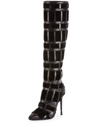 Tom Ford Woven Leather 105mm Knee Boot Black