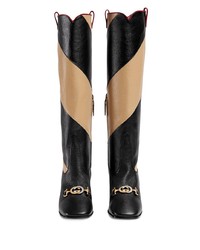 Gucci Zummi Gg Horsebit Striped Knee High Boots