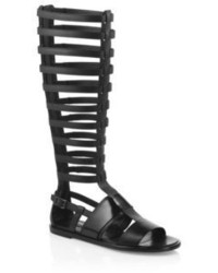 Hugo Boss Benton Leather Gladiator Sandals 7 Black